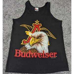 Vintage Budweiser Shirt‎ Mens Medium Black Eagle Tank Sleeveless Beer 80s USA XS